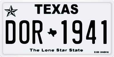 TX license plate DOR1941
