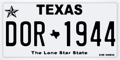 TX license plate DOR1944