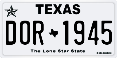 TX license plate DOR1945