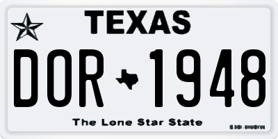 TX license plate DOR1948