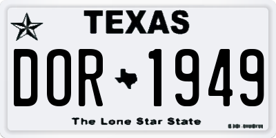 TX license plate DOR1949