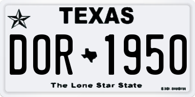 TX license plate DOR1950