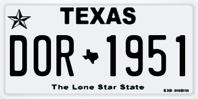 TX license plate DOR1951