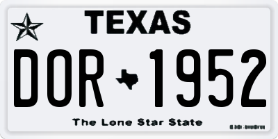 TX license plate DOR1952