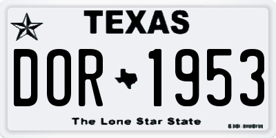 TX license plate DOR1953