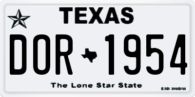 TX license plate DOR1954