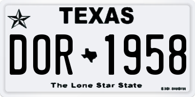 TX license plate DOR1958