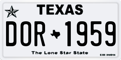 TX license plate DOR1959