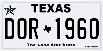 TX license plate DOR1960