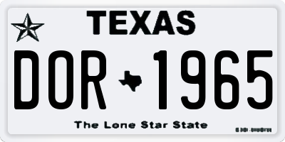 TX license plate DOR1965