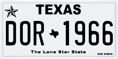 TX license plate DOR1966