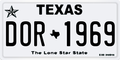 TX license plate DOR1969