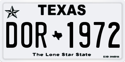 TX license plate DOR1972