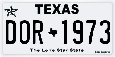TX license plate DOR1973