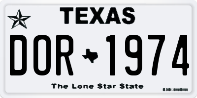 TX license plate DOR1974