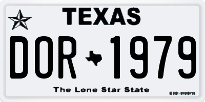 TX license plate DOR1979