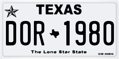 TX license plate DOR1980