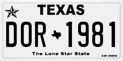 TX license plate DOR1981