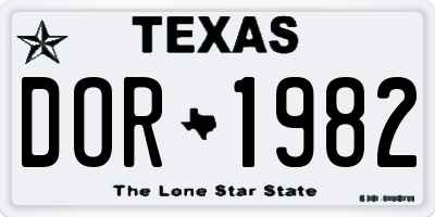TX license plate DOR1982