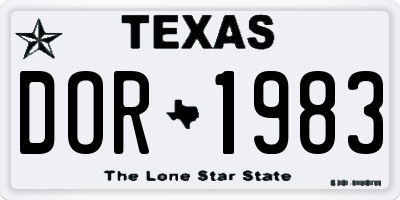 TX license plate DOR1983