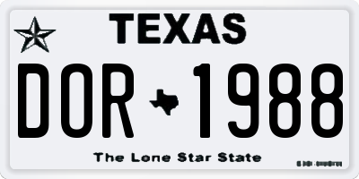 TX license plate DOR1988