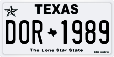 TX license plate DOR1989