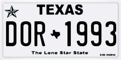 TX license plate DOR1993
