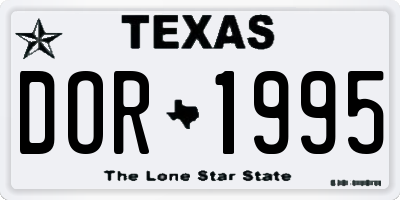 TX license plate DOR1995