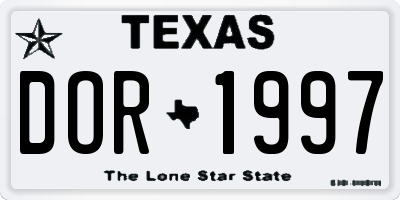 TX license plate DOR1997