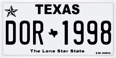 TX license plate DOR1998