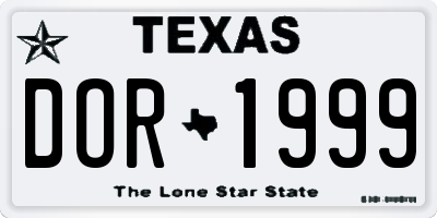 TX license plate DOR1999