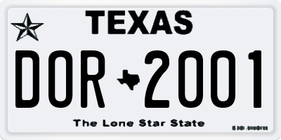 TX license plate DOR2001