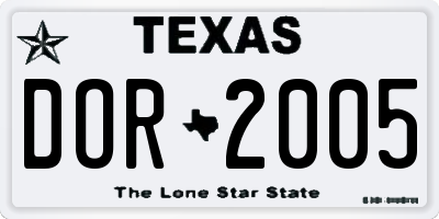 TX license plate DOR2005