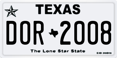 TX license plate DOR2008