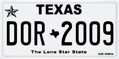 TX license plate DOR2009