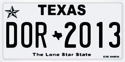 TX license plate DOR2013