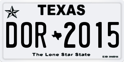 TX license plate DOR2015