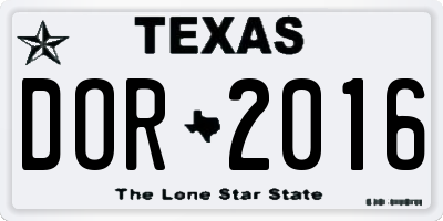 TX license plate DOR2016