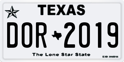 TX license plate DOR2019