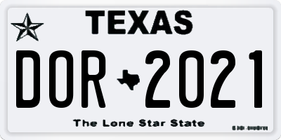 TX license plate DOR2021
