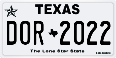 TX license plate DOR2022