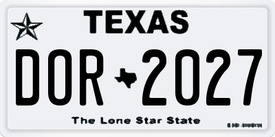 TX license plate DOR2027