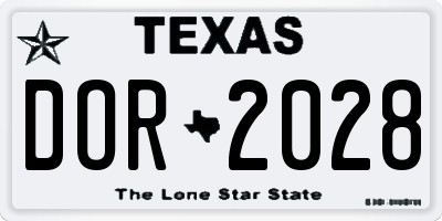 TX license plate DOR2028