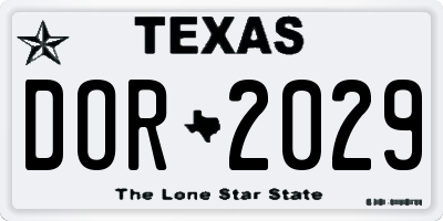 TX license plate DOR2029