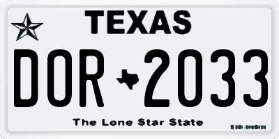 TX license plate DOR2033