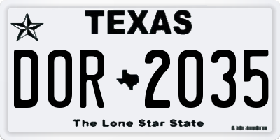 TX license plate DOR2035