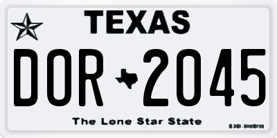 TX license plate DOR2045