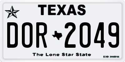 TX license plate DOR2049