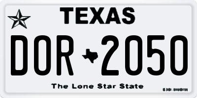 TX license plate DOR2050