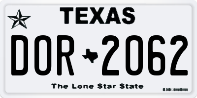 TX license plate DOR2062